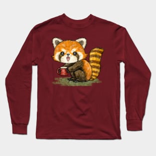 Red panda with a mug Long Sleeve T-Shirt